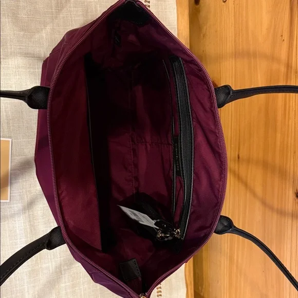 Michael Kors Deep Red Tote with Black Accents (Nylon Kelsey) - Picture 5 of 6